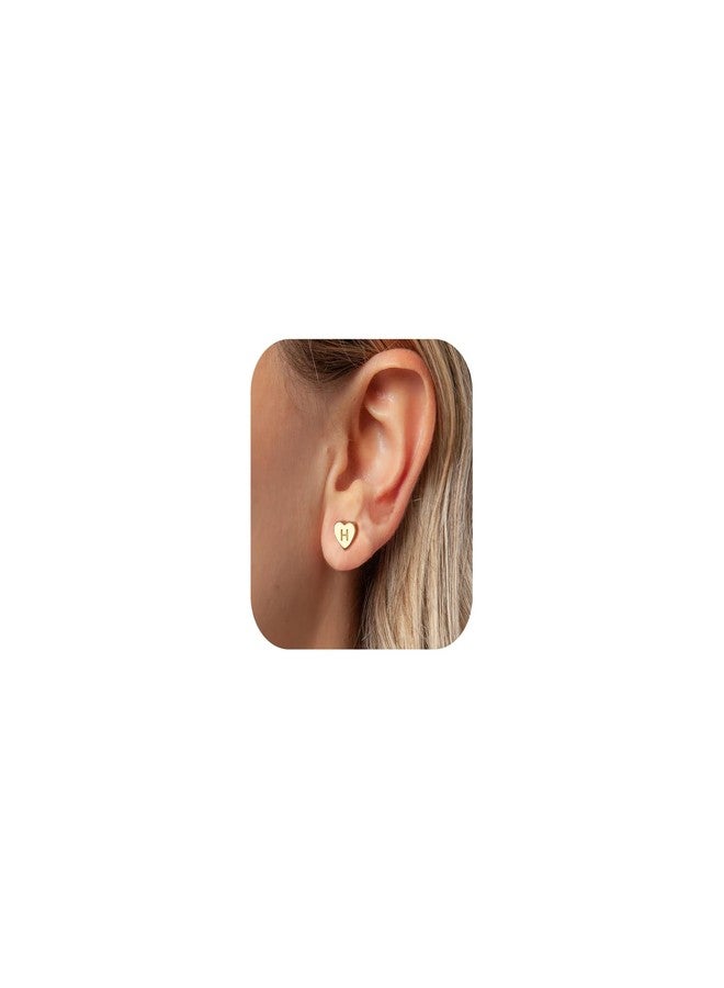 BAYLAY Heart Initial Earrings for Women - 18K Gold Plated Letter H Initial Earrings Dainty Hypoallergenic Gold Stud Heart Earings for Women Teens Gold Jewelry Gifts - Image 1